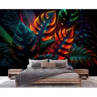 Consalnet Vliesbehang - Fotobehang - Planten - Tropisch - Bloemen - Bladeren - Behang - 184x254 cm (Hoogte x Lengte)