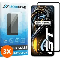Mobigear Screenprotector geschikt voor Realme GT Glazen | Premium Screenprotector - Case Friendly - Zwart (3-Pack)