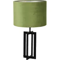 Light & Living Tafellamp Mace/Velours - Zwart/Olijf groen - Ø30x56cm - Tafellamp met kap