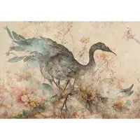 Consalnet Vliesbehang - Fotobehang - Vogel - Kunst - Abstract - Bloemen - 70x104 cm (Hoogte x Lengte)