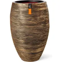 Capi Europe Vaas elegant rib d56xh84 zwart goud