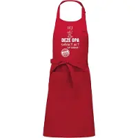 Kariban Cadeauschort - tekstschort - Keukenschort - BBQ schort - verjaardag - vaderdag - het smaakt het lekkerst bij deze Opa - rood