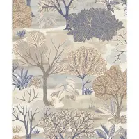 Allure - Bomen - Behang Woonkamer - Behang Slaapkamer - Wandbekleding - Beige - 0,53 x 10,05 M.