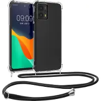 Kwmobile telefoonhoesje geschikt voor Motorola Moto G23 / Moto G13 - Hoesje met telefoonkoord - Back cover in transparant / zwart