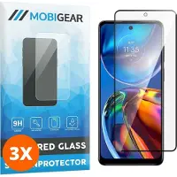 Mobigear Screenprotector geschikt voor Motorola Moto E32 Glazen | Premium Screenprotector - Case Friendly - Zwart (3-Pack)