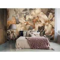 Consalnet Vliesbehang - Fotobehang - Bloemen - Natuur - Kunst - Bladeren - Beige - 104x152 cm (Hoogte x Lengte)