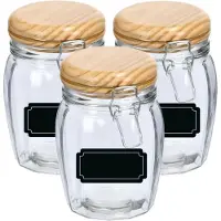 Zeller Weckpotten/inmaakpotten - 6x - 820 ml - glas - met beugelsluiting - incl. etiketten