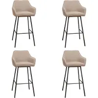 Bronx71 Scandinavische barkruk Andor gerecyclede stof taupe 65-78 cm - Barkrukken set van 4 - barstoel
