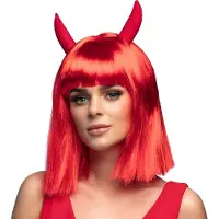 Boland - Pruik Spicy devil - Steil - Halflang - Vrouwen - Duivel - Halloween en Horror