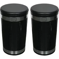 MSV Wasmand Dubai - 2x - zwart - RVS metaal - 46 liter - afsluitbaar deksel - 35 x 60 cm