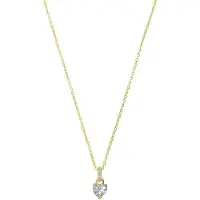 Lucardi Dames Zilveren goldplated ketting met hanger hart zirkonia - Ketting - 925 Zilver - Goudkleurig - 48 cm