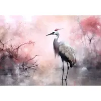 Consalnet Vliesbehang - Fotobehang - Vogels - Kunst - Abstract - Vogel - Bomen - Wit - 70x104 cm (Hoogte x Lengte)