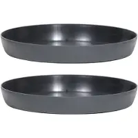 Prosperplast Opvangschaal/onderschaal voor bloempot/plantenpot - 8x - antraciet - rond - Dia 13,5 cm