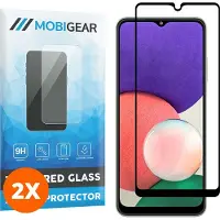 Mobigear Screenprotector geschikt voor Samsung Galaxy A22 5G Glazen | Premium Screenprotector - Case Friendly - Zwart (2-Pack)