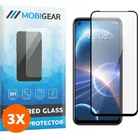 Mobigear Screenprotector geschikt voor HTC Desire 22 Pro Glazen | Premium Screenprotector - Case Friendly - Zwart (3-Pack)