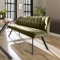 OEM Eetkamerbank Lino Velvet Stof Groen 180 cm Geblokt - Velvet - Design - 180 x 59 x 84 cm