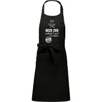 Kariban Cadeauschort - tekstschort - Keukenschort - BBQ schort - verjaardag - moederdag - het smaakt het lekkerst bij deze Zus - zwart
