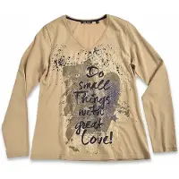 Blue Seven dames shirt - shirt dames lange mouwen - camel + print voorzijde - 203000 - maat 38
