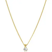 Lucardi Dames Zilveren goldplated ketting met hanger zirkonia - Ketting - 925 Zilver - Goudkleurig - 48 cm