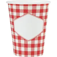 SANTEX Feest bekertjes - 10x stuks - boerenbont Oktoberfest thema - 270 ml - gingham/vichy print