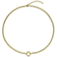 CO88 Collection 8CN-26404 Gourmette Ketting met Ronde Karabijnring - 12mm - 40+5cm - 4mm Breed - Staal - Goudkleurig