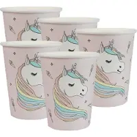 SANTEX feest wegwerp bekertjes - Eenhoorn Thema - 50x stuks - 270 ml - karton - unicorn/magie