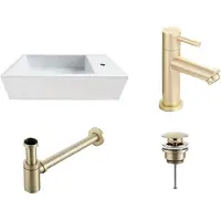Saniclear fonteinset Alaska rechts met gouden kraan