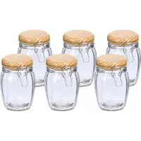 Zeller Voorraadpotten/bewaarpotten - 6x - 820 ml - glas - met beugelsluiting - D11 x H16 cm