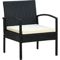 vidaXL Tuinstoel met kussen poly rattan zwart