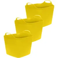 Excellent houseware Flexibele emmer - 3x - geel - 15 liter - kunststof - vierkant - 30 x 29 cm