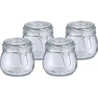 Zeller Voorraadpot/bewaarpot Alfie - 4x - 500 ml - glas - beugelsluiting - D11 x H11 cm