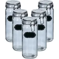 Zeller Weckpot/inmaakpot - 10x - 1L - glas - met beugelsluiting - incl. etiketten