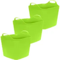 Excellent houseware Flexibele emmer - 3x - groen - 25 liter - kunststof - vierkant - 35 x 38 cm