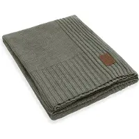 Knit Factory Uni Gebreid Plaid XL - Woondeken - plaid - Wollen deken - Kleed - Urban Green - 195x225 cm