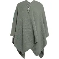 Knit Factory Jazz Gebreid Omslagvest - Dames Poncho - Wikkelvest - Gebreide groene poncho - Gebreide mantel - Winter poncho - Dames cape - One Size - Urban Green