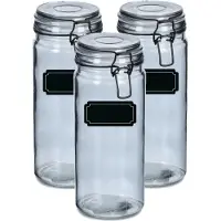 Zeller Weckpotten/inmaakpotten - 6x - 1L - glas - met beugelsluiting - incl. etiketten