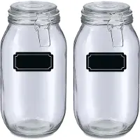 Zeller Weckpotten/inmaakpotten - 4x - 2L - glas - met beugelsluiting - incl. etiketten