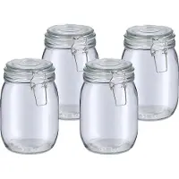 Zeller Voorraadpot/bewaarpot Alfie - 4x - 1L - glas - beugelsluiting - D11 x H17 cm