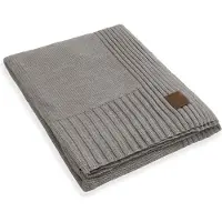 Knit Factory Uni Gebreid Plaid XL - Woondeken - plaid - Wollen deken - Kleed - Iced Clay - 195x225 cm