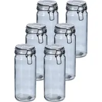 Zeller Voorraadpotten/bewaarpotten - 10x - 1L - glas - met beugelsluiting - D10 x H20 cm
