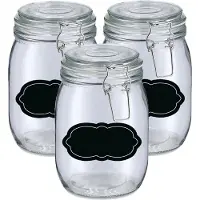 Zeller Weckpot/inmaakpot - 4x - 1L - glas - met beugelsluiting - incl. etiketten