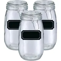 Zeller Weckpotten/inmaakpotten - 6x - 1.4L - glas - met beugelsluiting - incl. etiketten