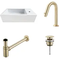 Saniclear fonteinset Alaska rechts met gouden gebogen kraan