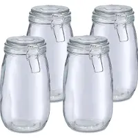 Zeller Voorraadpot/bewaarpot Alfie - 4x - 1.4L - glas - beugelsluiting - D11 x H22 cm