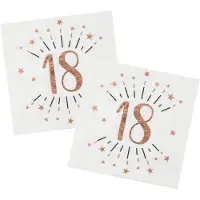 SANTEX Verjaardag feest servetten leeftijd - 50x - 18 jaar - rose goud - 33 x 33 cm