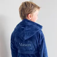 Yoursurprise Kinderbadjas met naam - Blauw - 8/10 jaar
