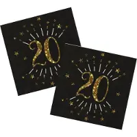 SANTEX Verjaardag feest servetten leeftijd - 50x - 20 jaar - goud - 33 x 33 cm