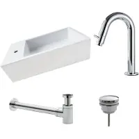 Saniclear fonteinset Alaska links met chromen gebogen kraan
