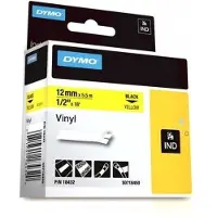 Dymo 18432 - 5,5m zwart op geel / IND Rhino vinyl tape / zelfklevend / 12mm (origineel)
