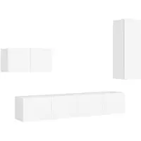 vidaXL 4-delige Tv-meubelset bewerkt hout wit